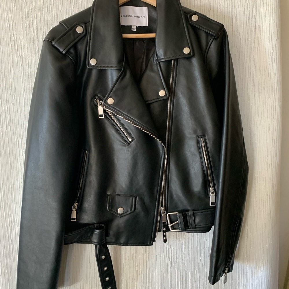 Rebecca Minkoff Classic Black Leather Biker Jacket